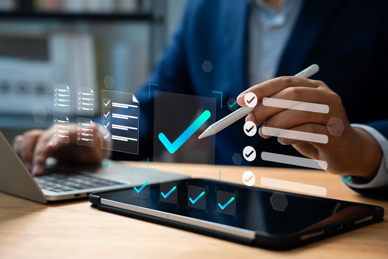 man creating business plan